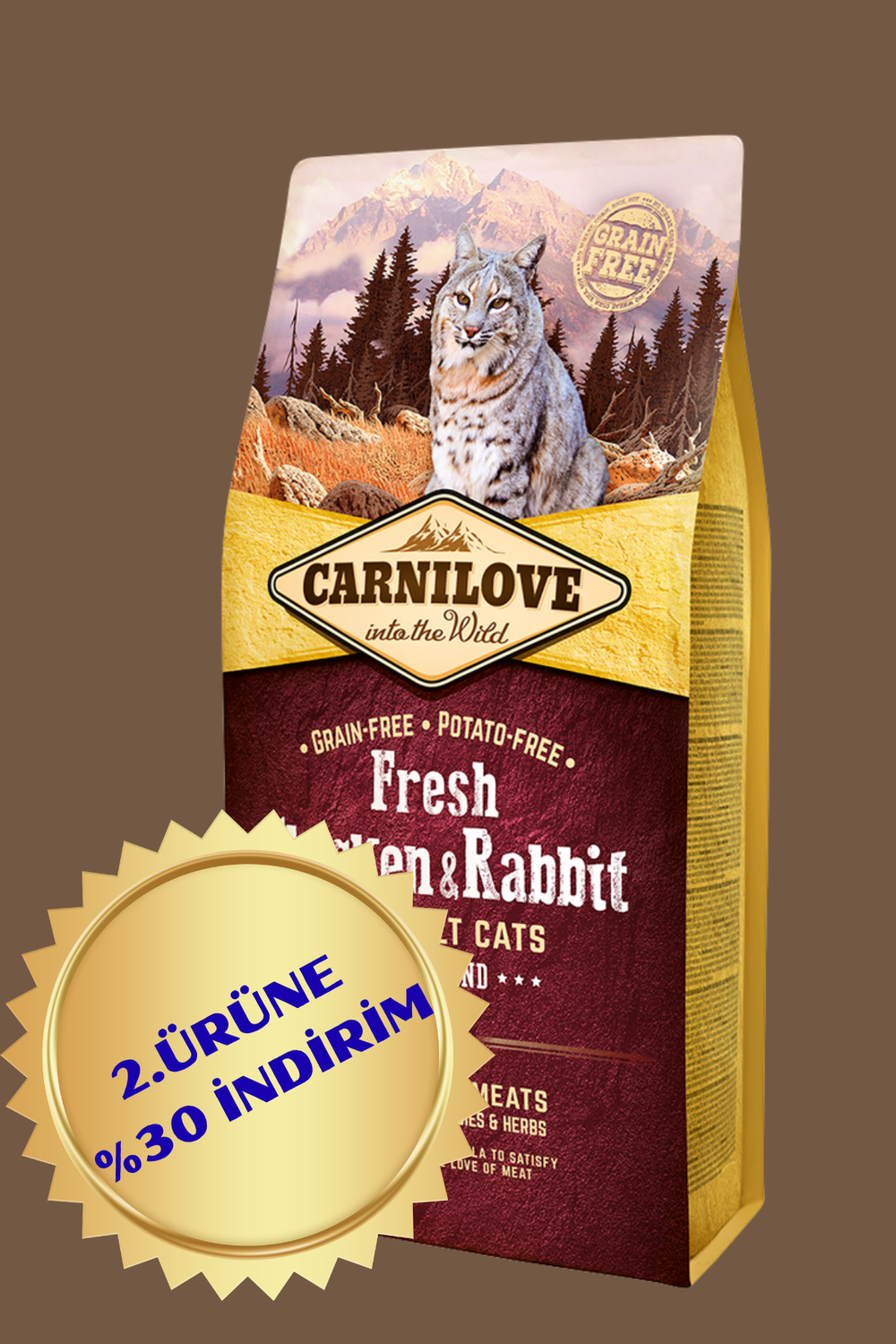 Tavuklu & Tavşanlı Tahılsız Gurme Yetişkin Kedi Kuru Maması 2 kg