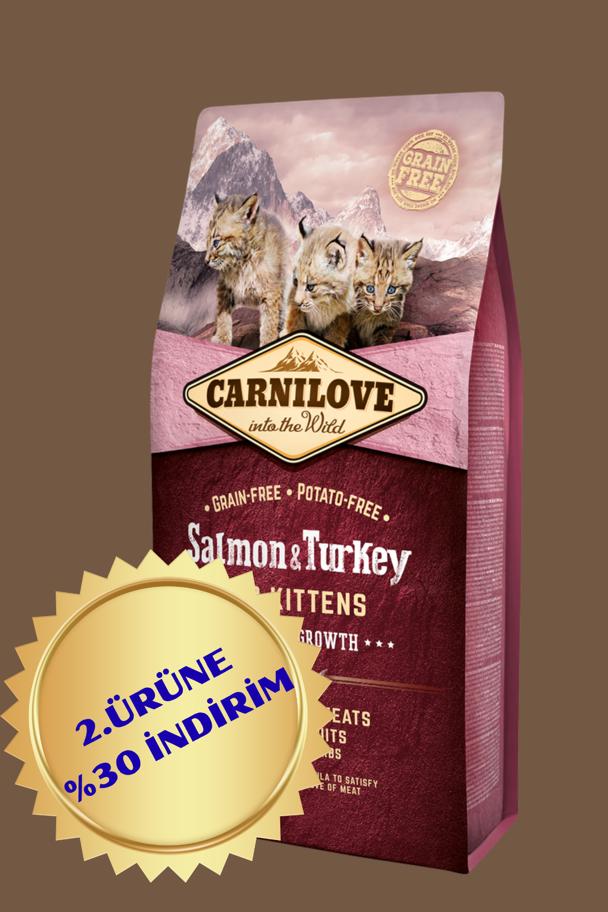 Yavru Kediler için Somonlu & Hindili Tahılsız Kuru Mama 2 kg