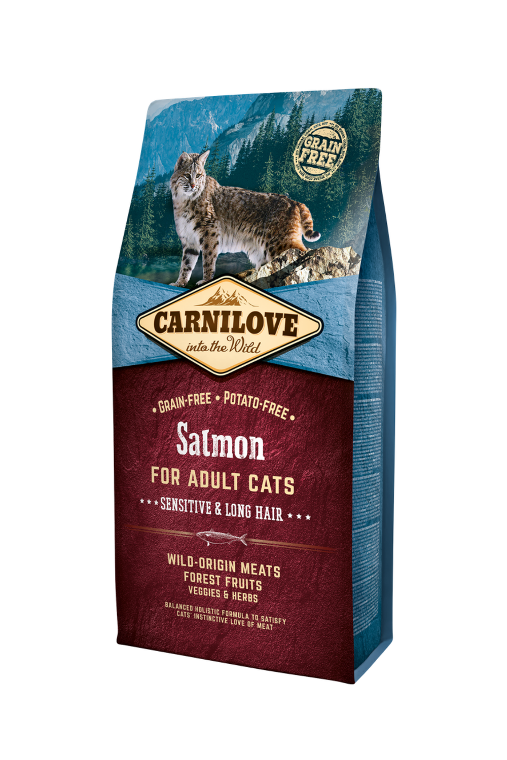 Somonlu Tahılsız Yetişkin Kedi Kuru Maması ( Hassas Sindirime Sahip ve Uzun Tüylü Kediler için ) 6 kg