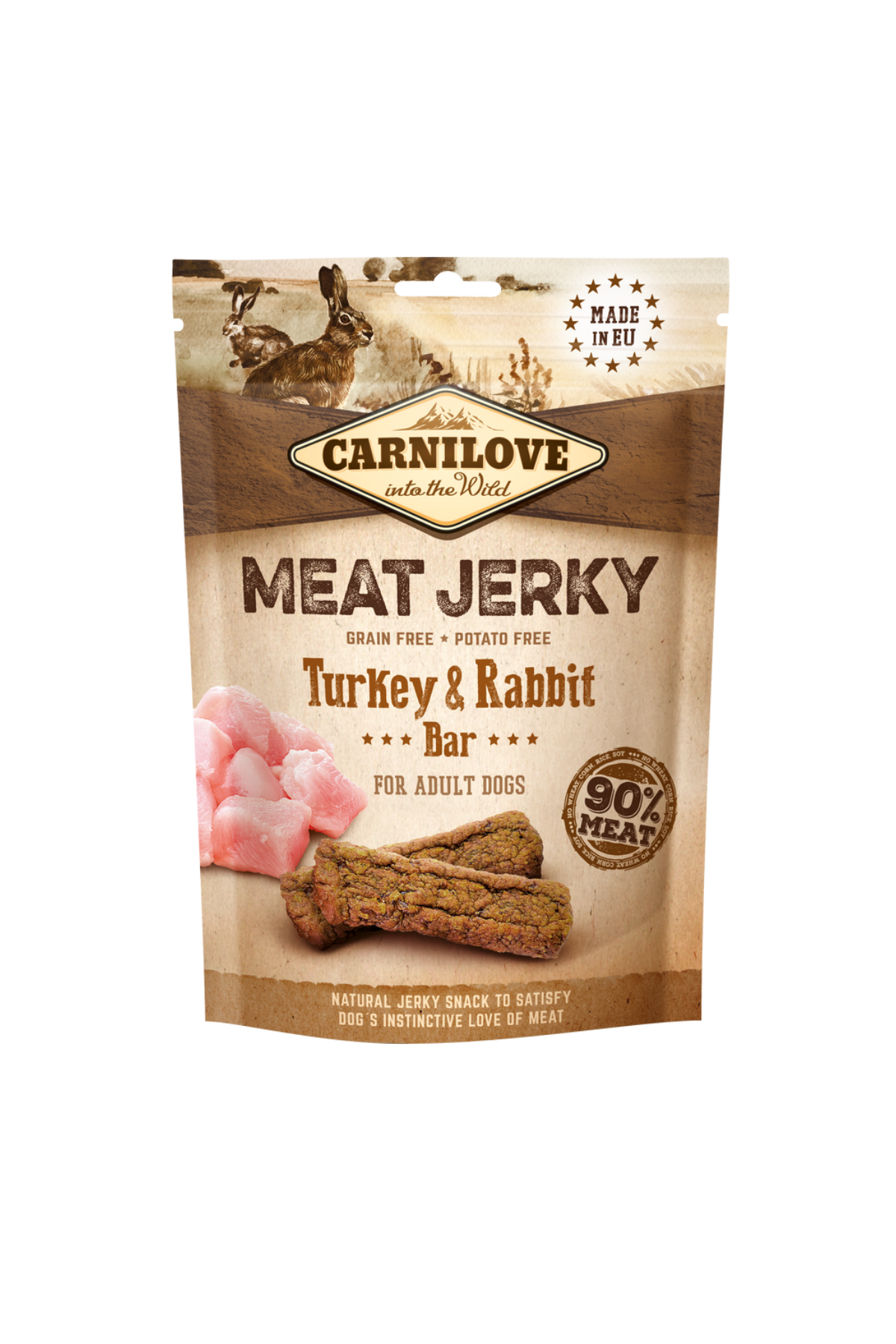 Hindili ve Tavşanlı Jerky Yetişkin Köpek Ödül Maması 100 gr