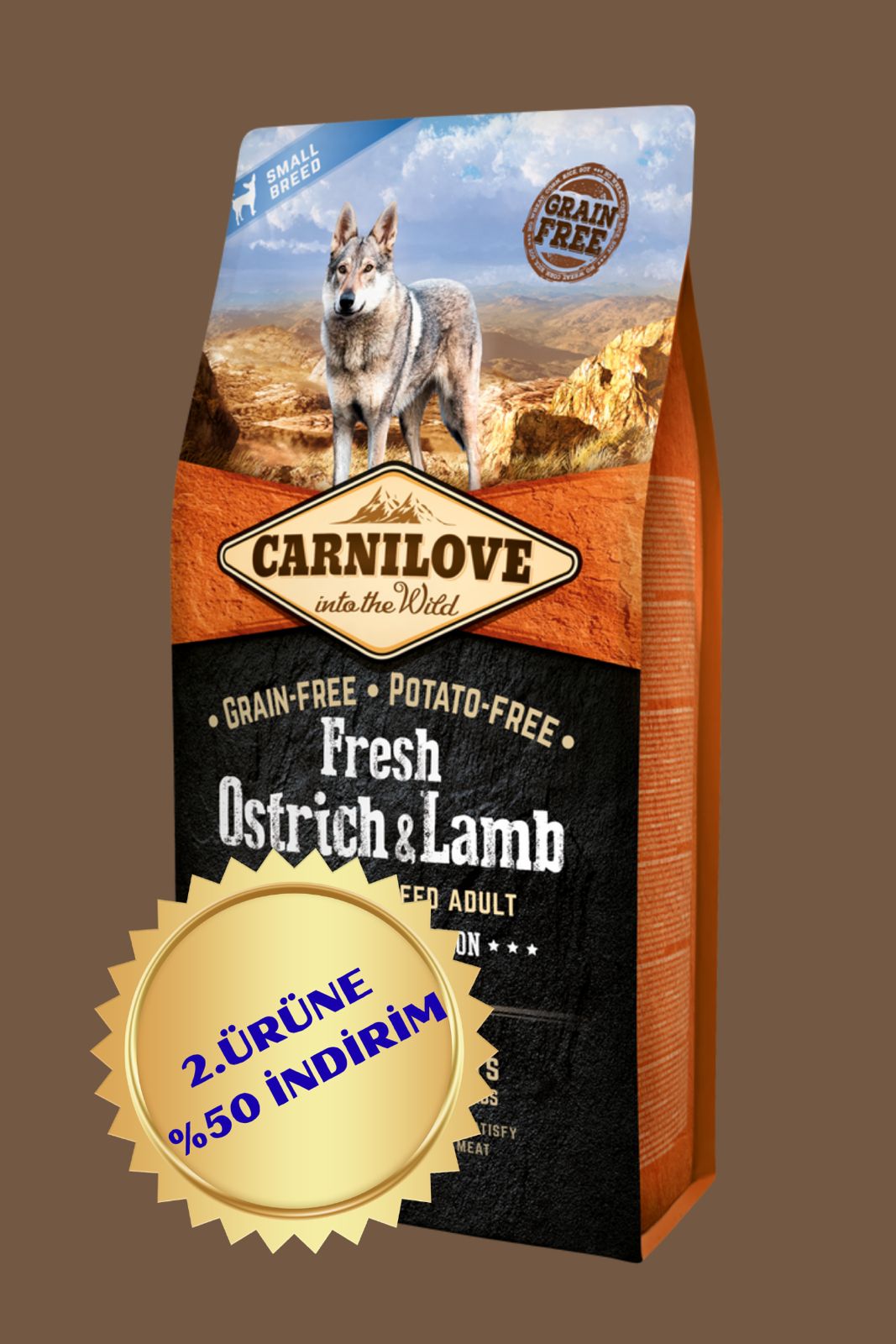 Deve Kuşu Etli & Kuzu Etli Tahılsız Küçük Irk Köpek için Kuru Mama ( Sindirim Sistemi Destekleyici ) 6 kg