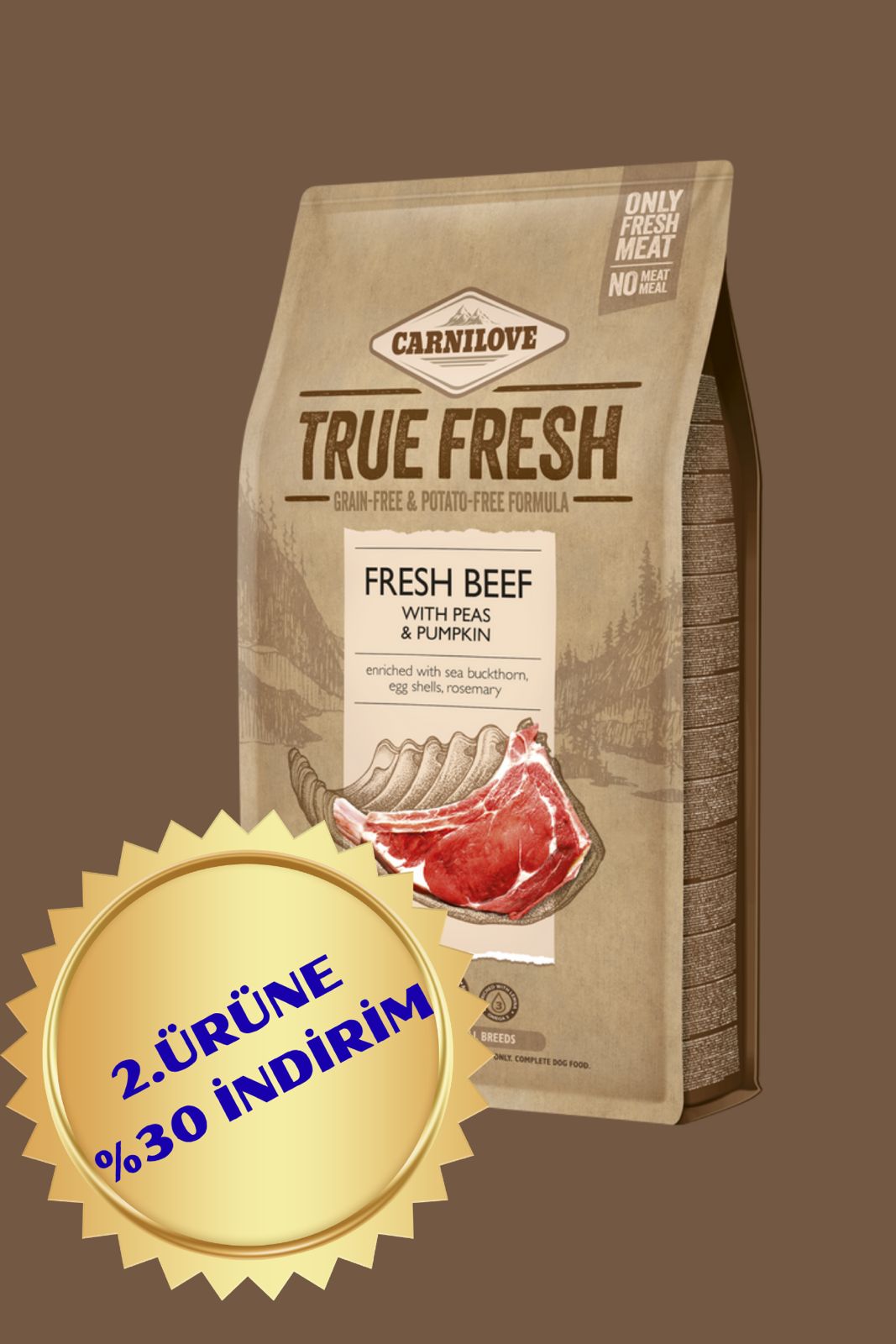 True Fresh Sığır Etli  Tahılsız Yetişkin Köpek Kuru Maması 4 kg