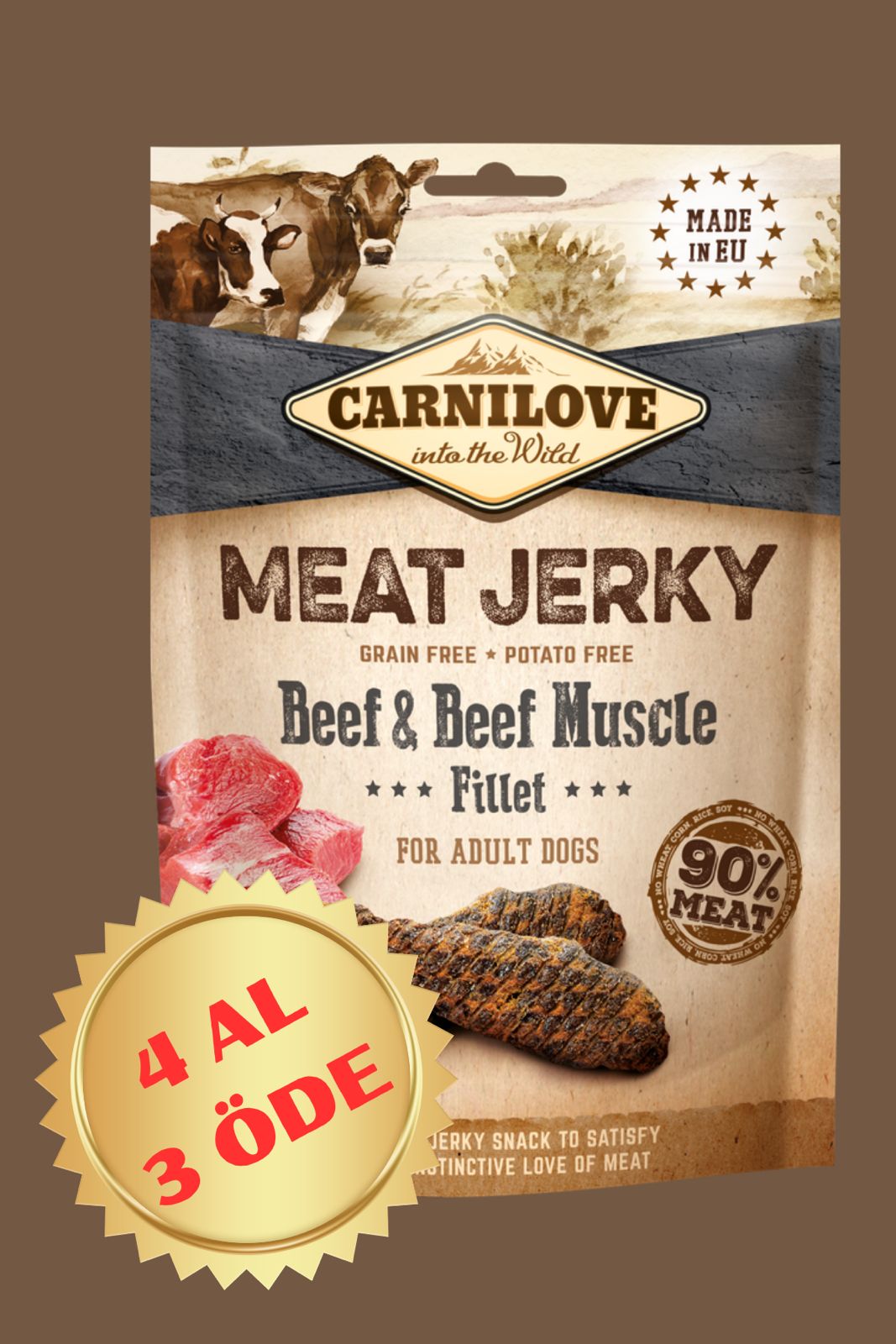 Sığır Etli Jerky Yetişkin Köpek Ödül Maması 100 gr