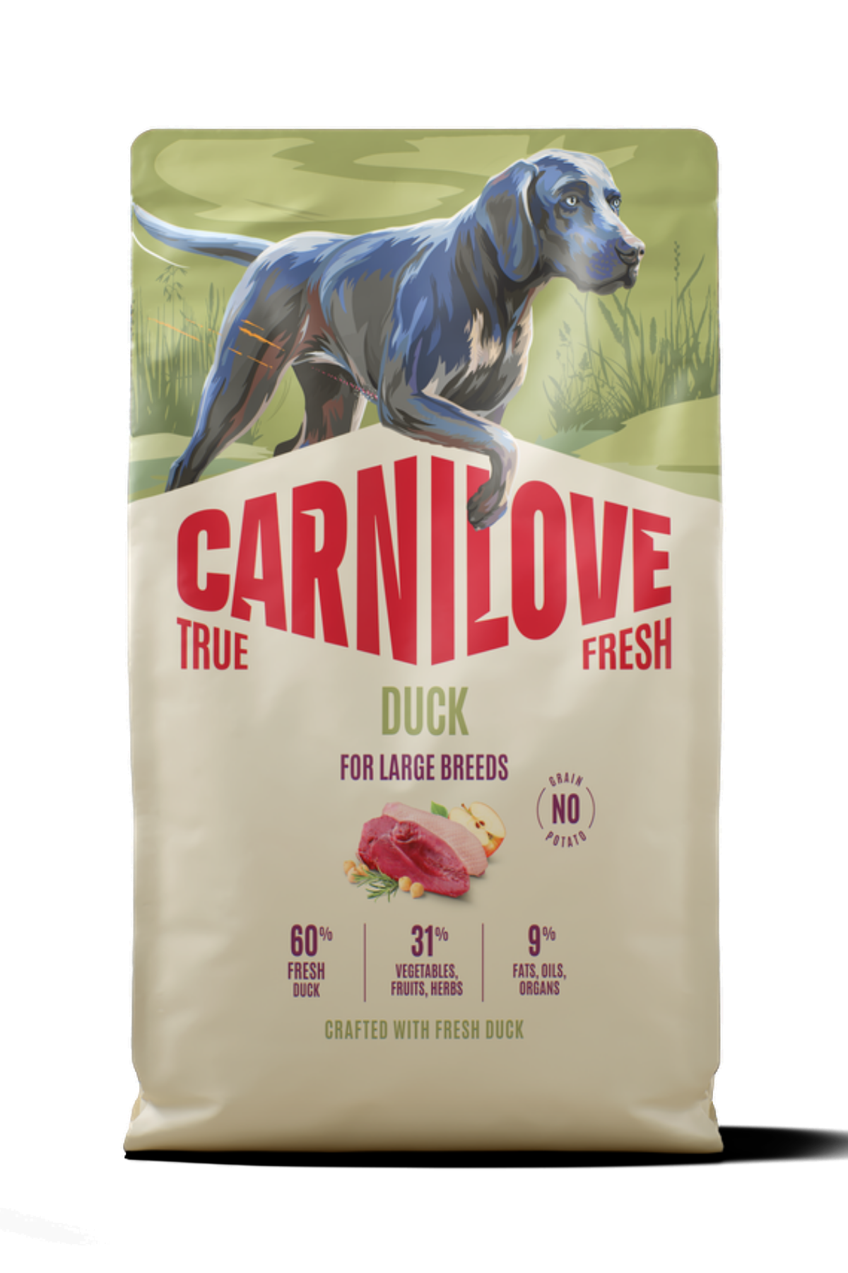 TRUE FRESH Tahılsız Yetişkin İri Irk Köpekler İçin Ördek Etli Kuru Mama 12 kg