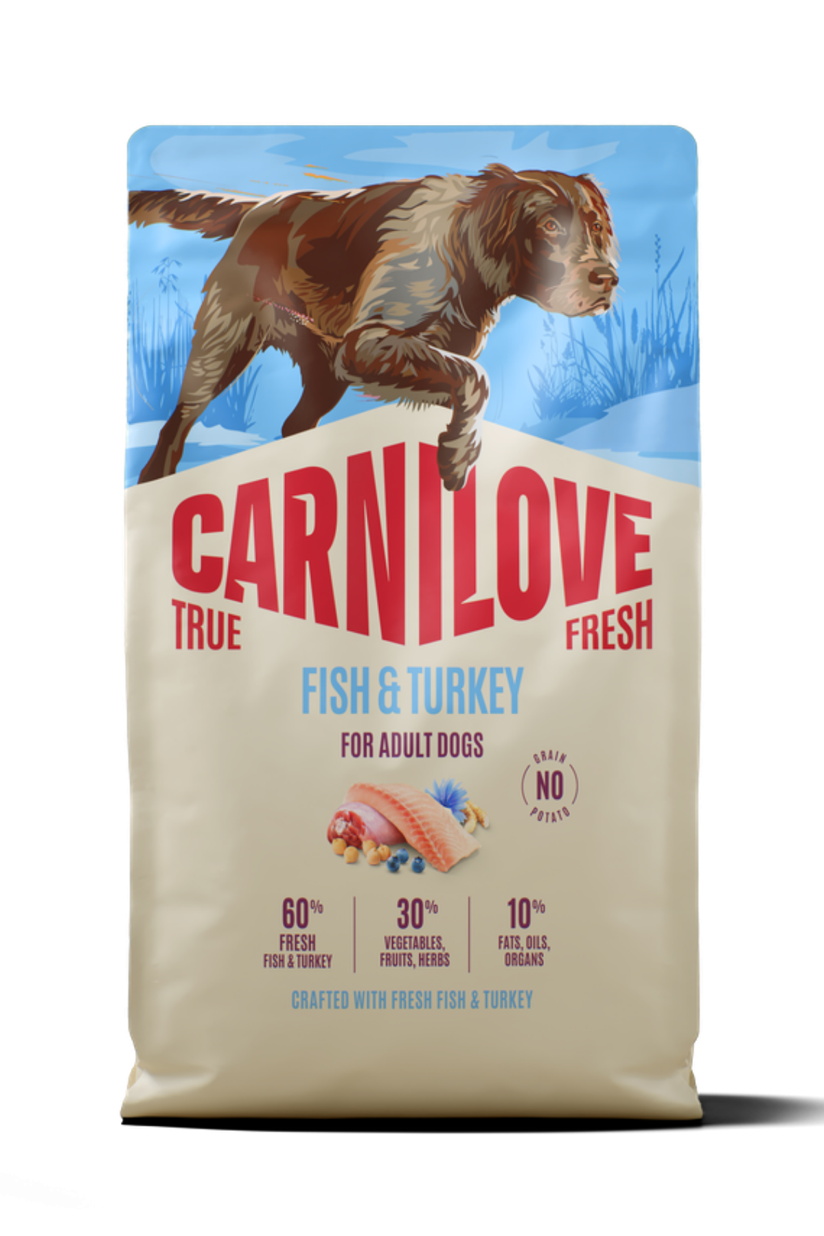 CARNILOVE TRUE FRESH Tahılsız Yetişkin Köpekler İçin Balık & Hindi Etli Kuru Mama 12 kg