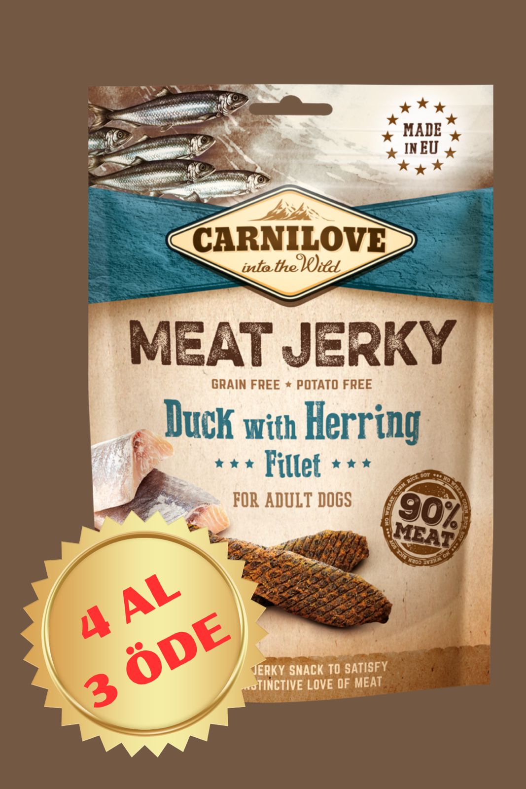 Ördekli & Balıklı Jerky Yetişkin Köpek Ödül Maması 100 gr