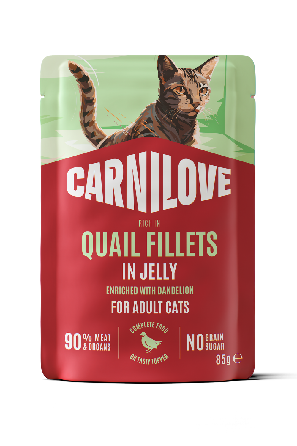CARNILOVE Hindili & Bıldırcınlı (Karahindibalı) Jöleli Yetişkin Kedi Pouch Yaş Mama 85 gr