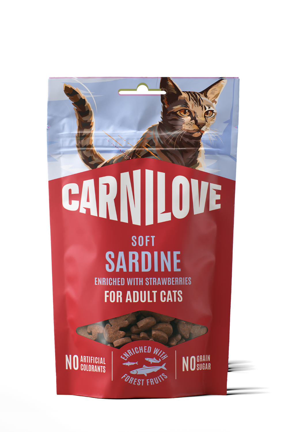 CARNILOVE  Sardalyalı (Çilekli) Yumuşak (Soft Snack) Kedi Ödül Maması 50 gr