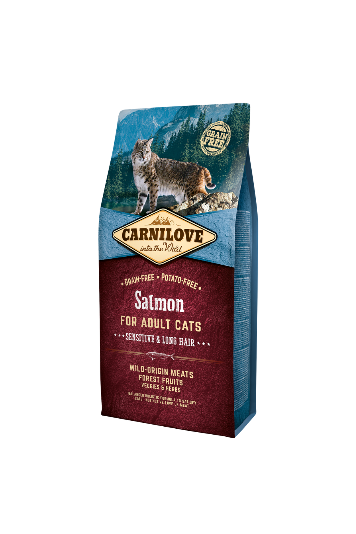 Somonlu Tahılsız Yetişkin Kedi Kuru Maması ( Hassas Sindirime Sahip ve Uzun Tüylü Kediler için ) 2 kg
