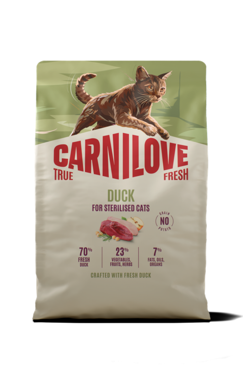 CARNILOVE TRUE FRESH Tahılsız Kısırlaştırılmış Yetişkin Kediler İçin Ördek Etli Kuru Mama 2 kg