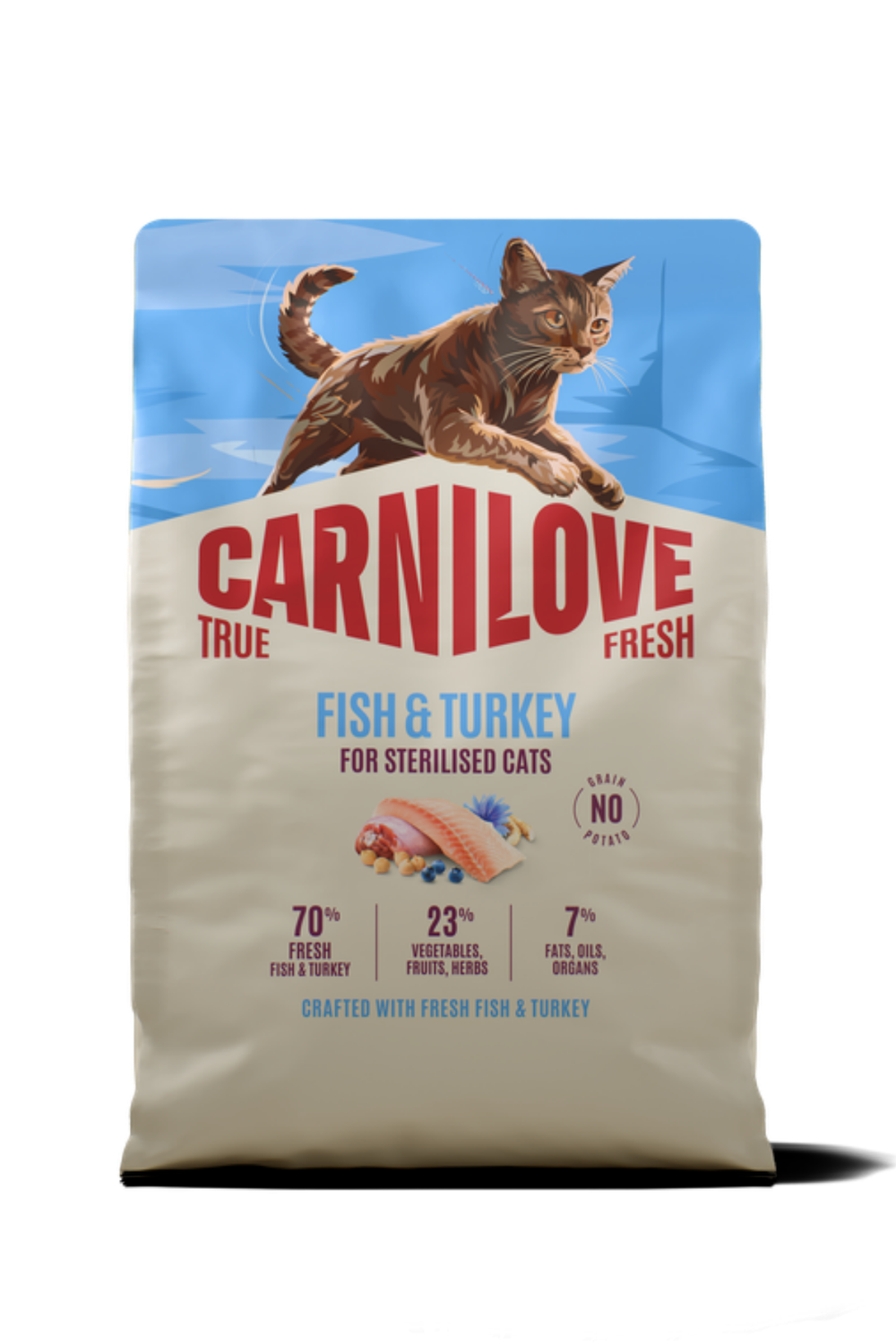 CARNILOVE TRUE FRESH Tahılsız Kısırlaştırılmış Yetişkin Kediler İçin Balık & Hindi Etli Kuru Mama 6 kg