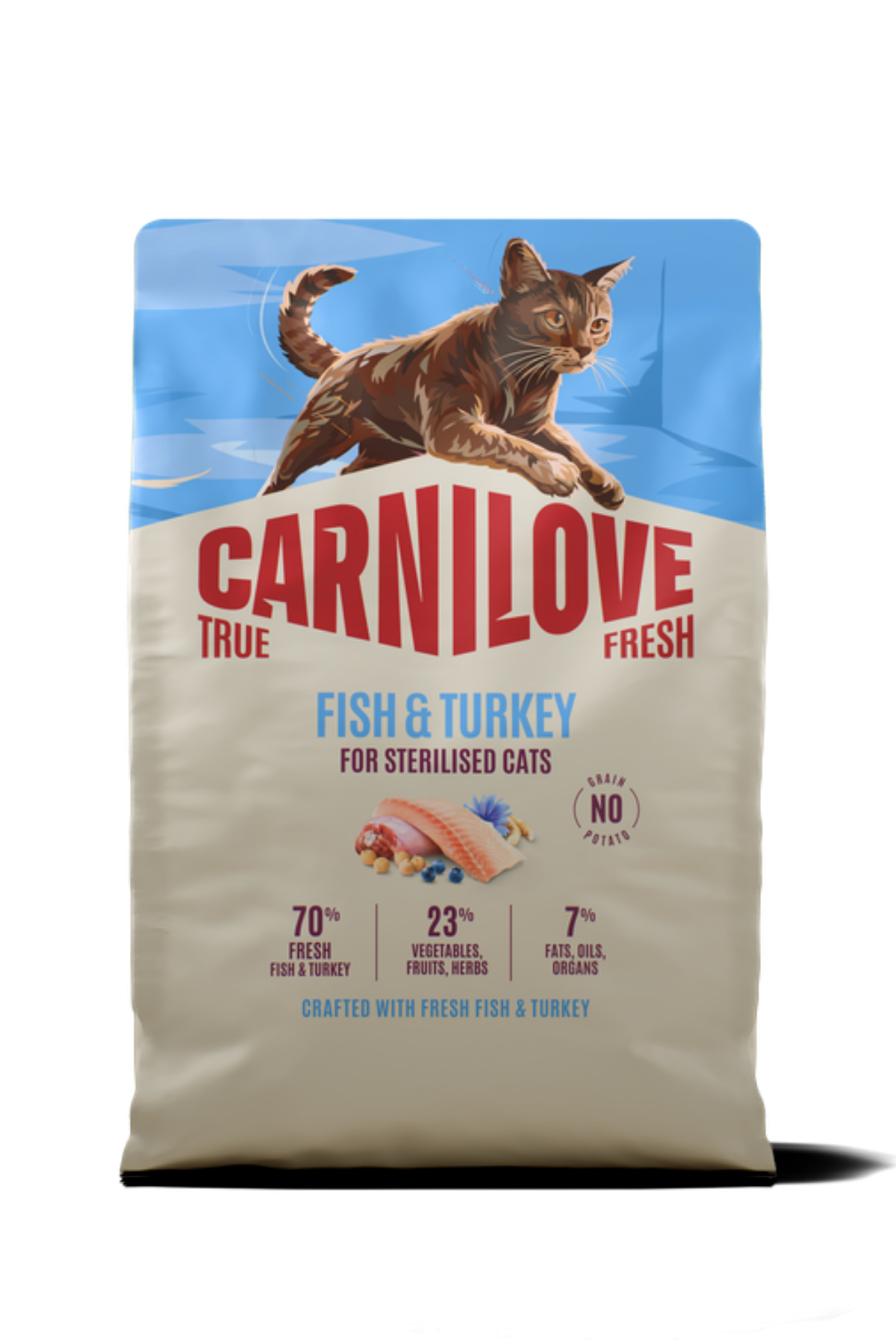 TRUE FRESH Tahılsız Kısırlaştırılmış Yetişkin Kediler İçin Balık & Hindi Etli Kuru Mama 6 kg