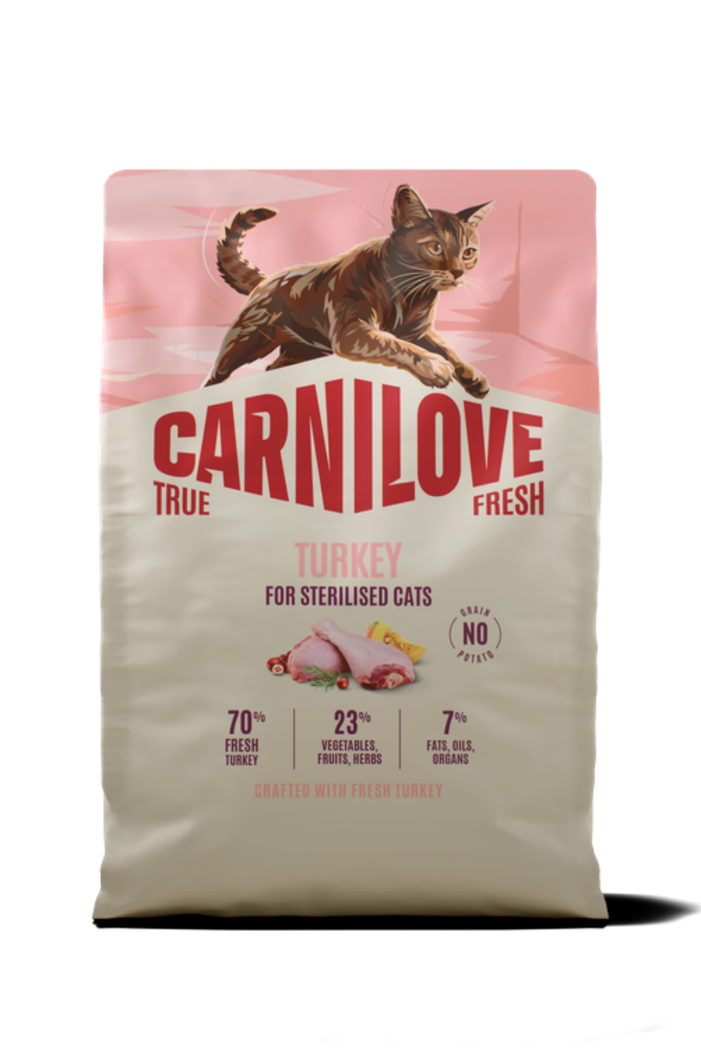 CARNILOVE TRUE FRESH Tahılsız Kısırlaştırılmış Yetişkin Kediler İçin Hindili Kuru Mama 2 kg